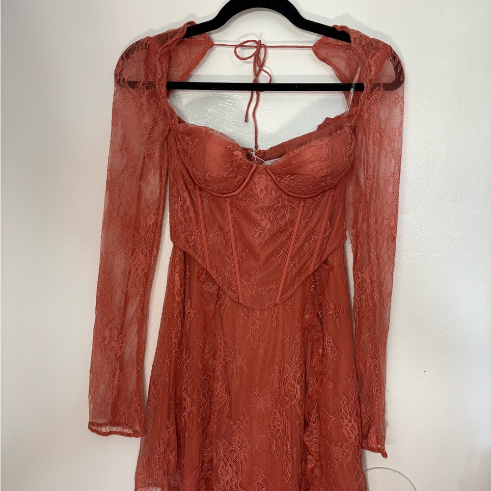 Oh Polly Rust Lace Corset Dress - Picture 3 of 4